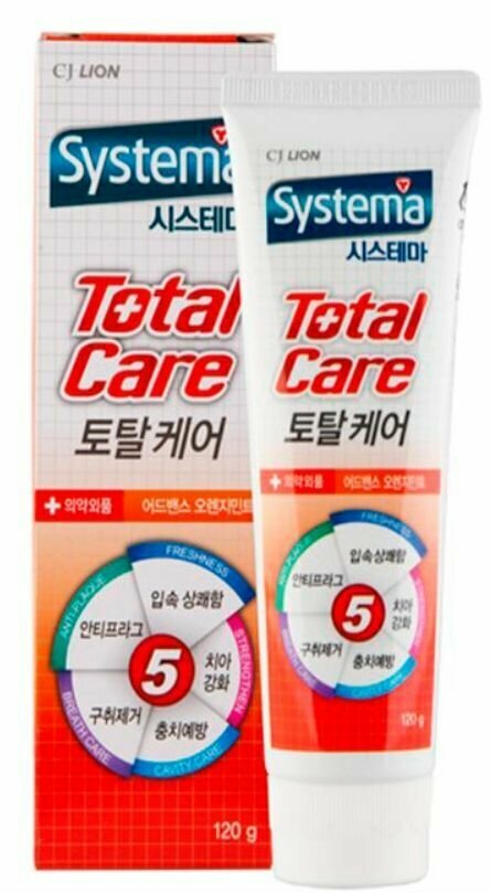 Lion Паста зубная комплексный уход Systema total care, со вкусом апельсина, 120 гр