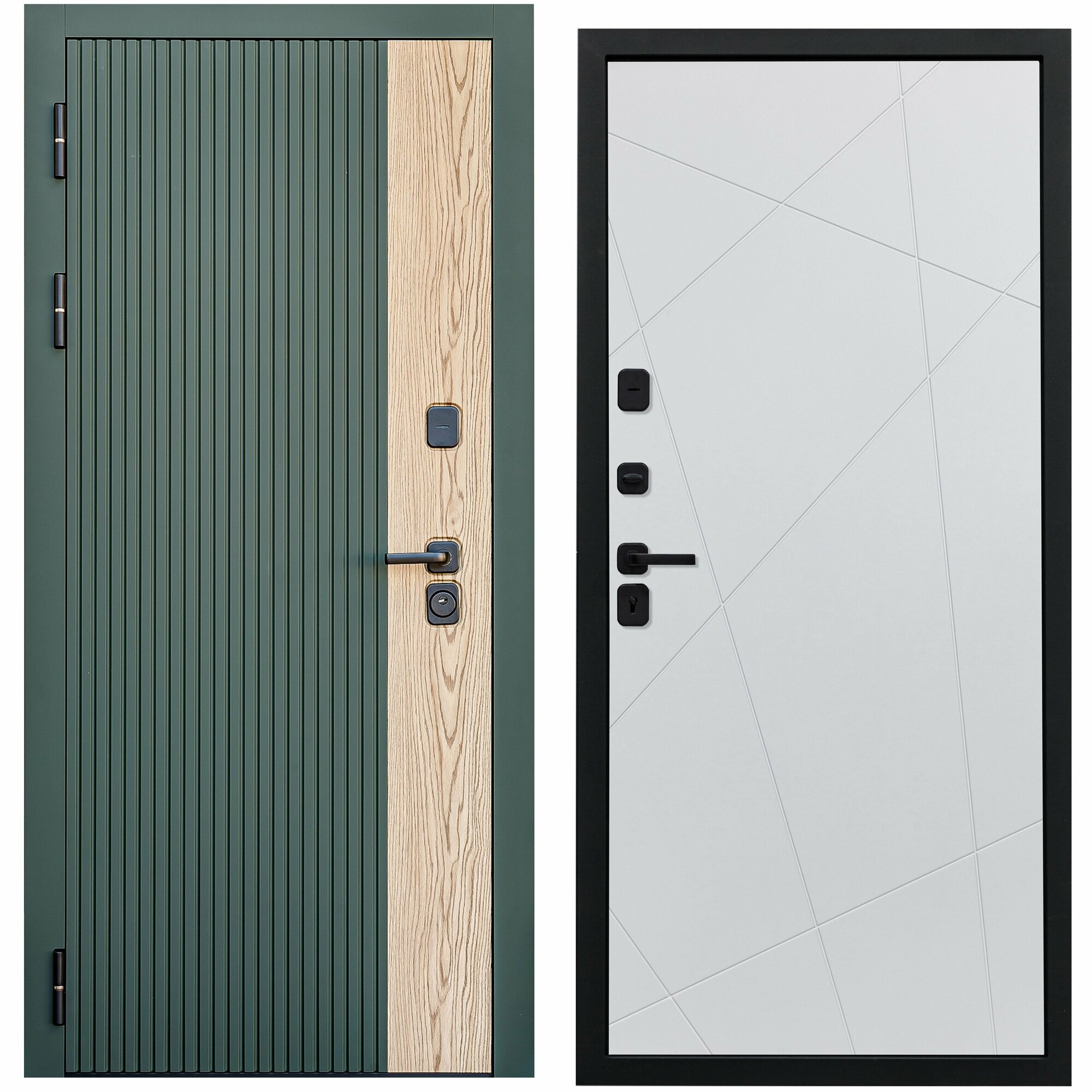 Дверь входная металлическая DIVA 74 2050x860 Левая Дуб Олива софт - Д11 Белый софт, тепло-шумоизоляция, антикоррозийная защита для квартиры