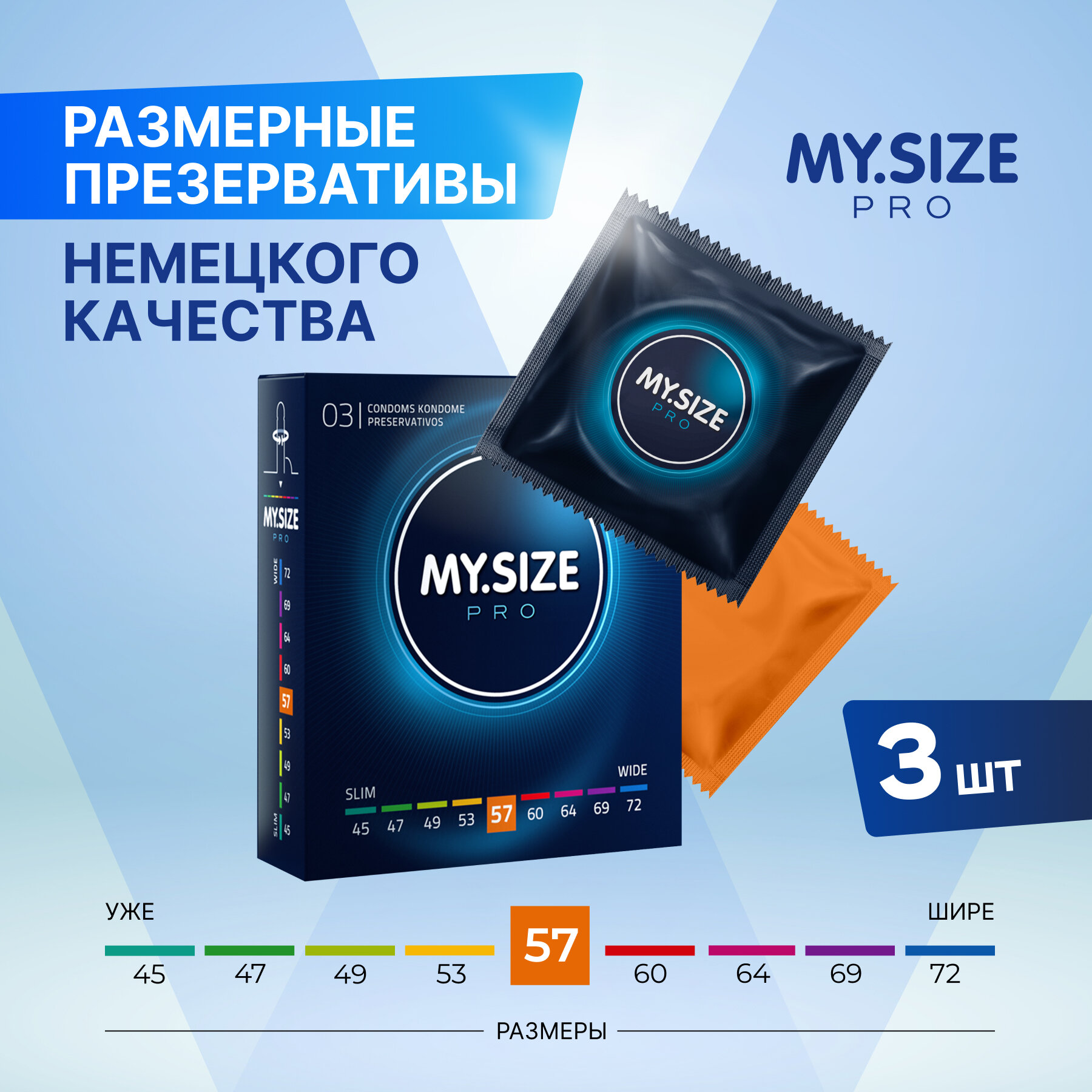 Презервативы MY.SIZE размер 57 - 3 шт.