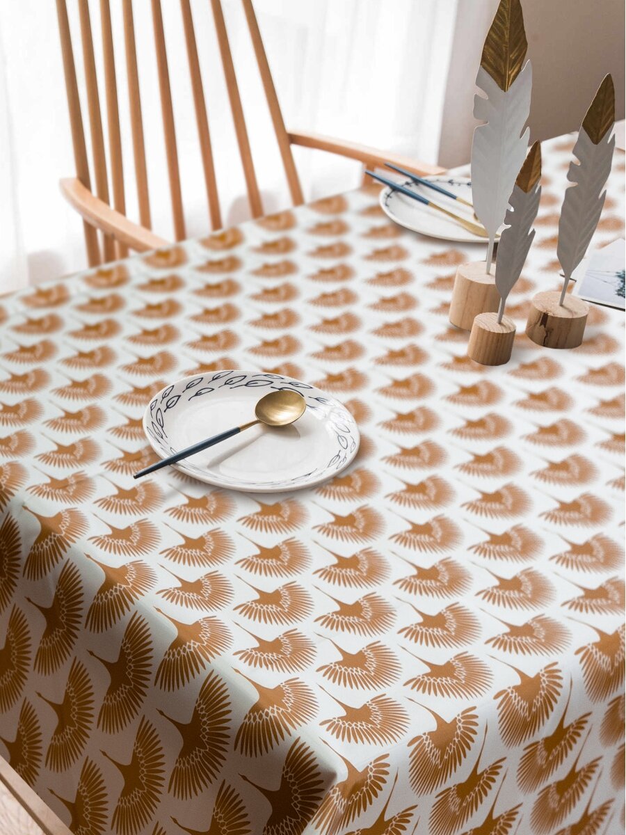 фото Скатерть Witerra СП 120*145 Журавли слоновая кость 10