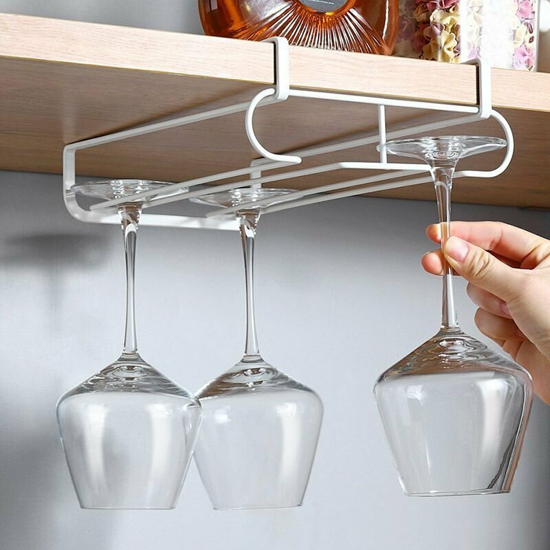 Сушилка для бокалов и фужеров (2 ряда) /Good Ideas/ подвесной держатель на кухню для посуды и полотенец / белый, 1 штука
