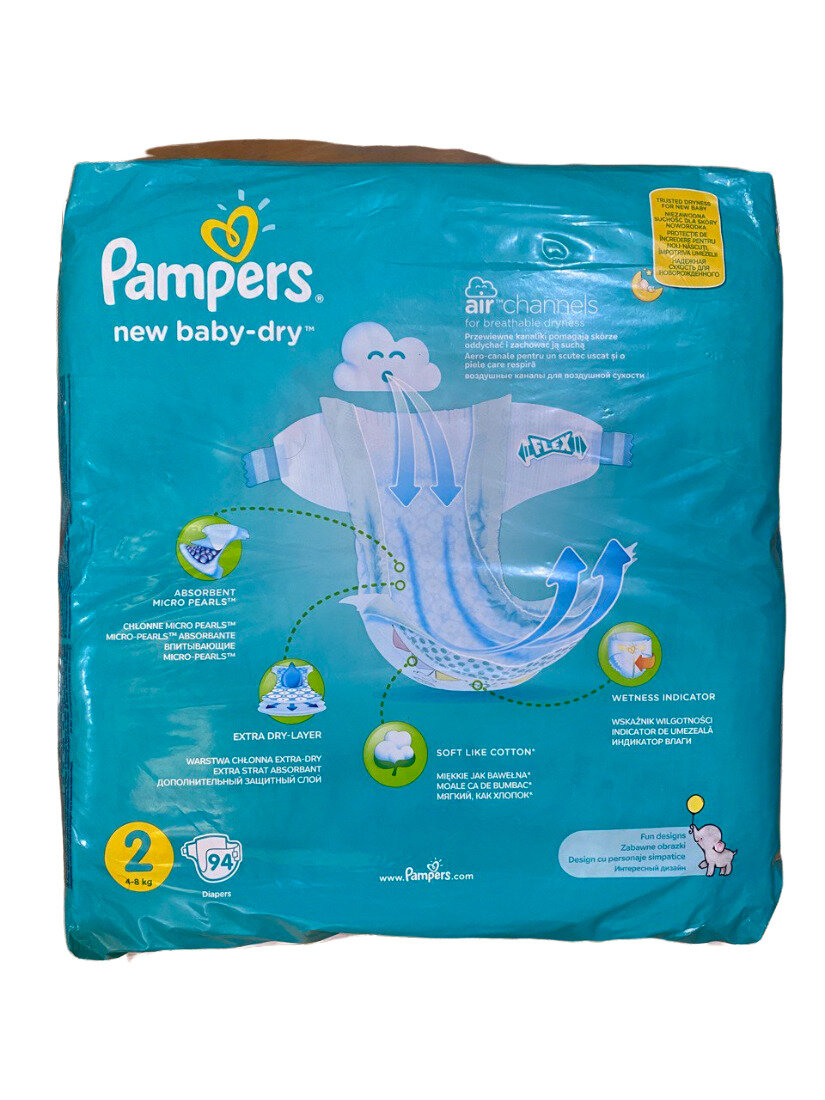 Подгузники Pampers New Baby-Dry 4–8 кг, размер 2, 27 шт - фото №16