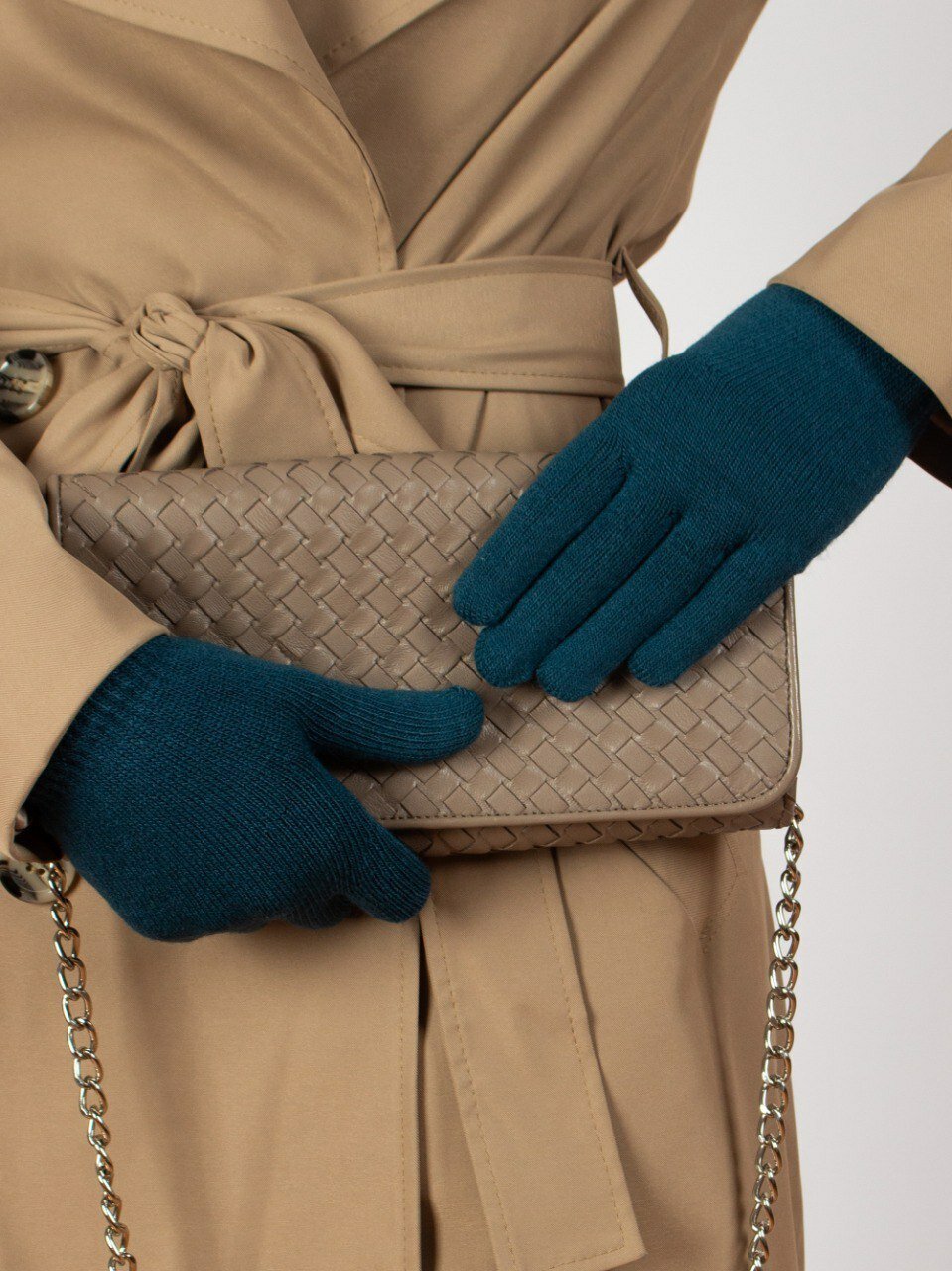 фото Перчатки женские подростковые вязаные "Виола" цвет синий