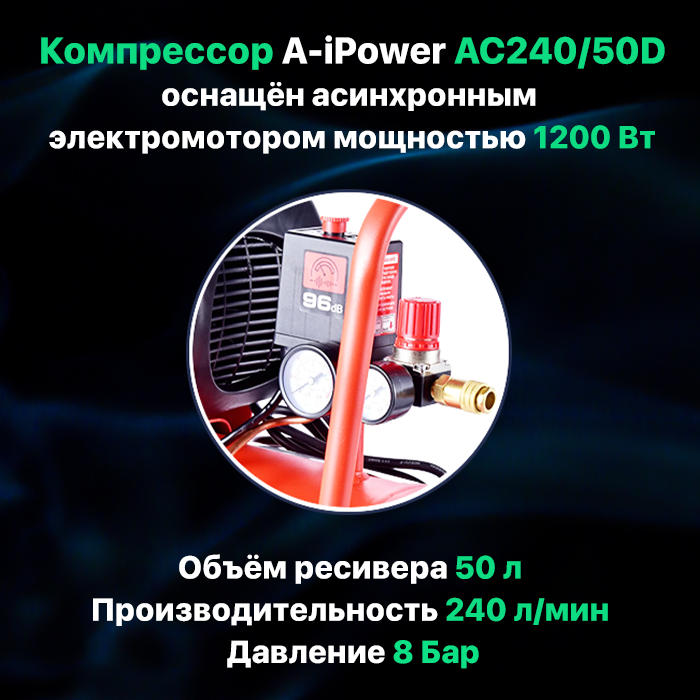 Компрессор поршневой масляный AC240/50D строительный профессиональный (50102) - фотография № 4