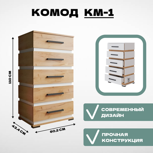 Комод КМ-1 дуб крафт золотой HOMEGRAD