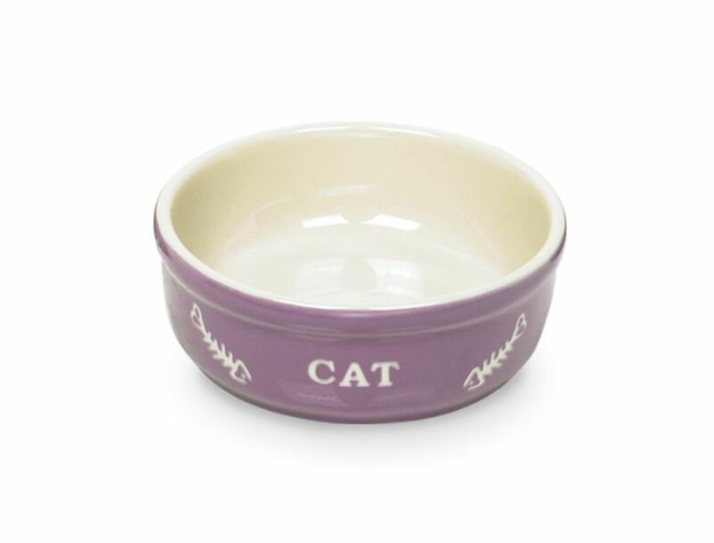 Nobby Миска Cat фиолетовая, из керамики, с рисунком 13,5 см x5 см, 0,24л