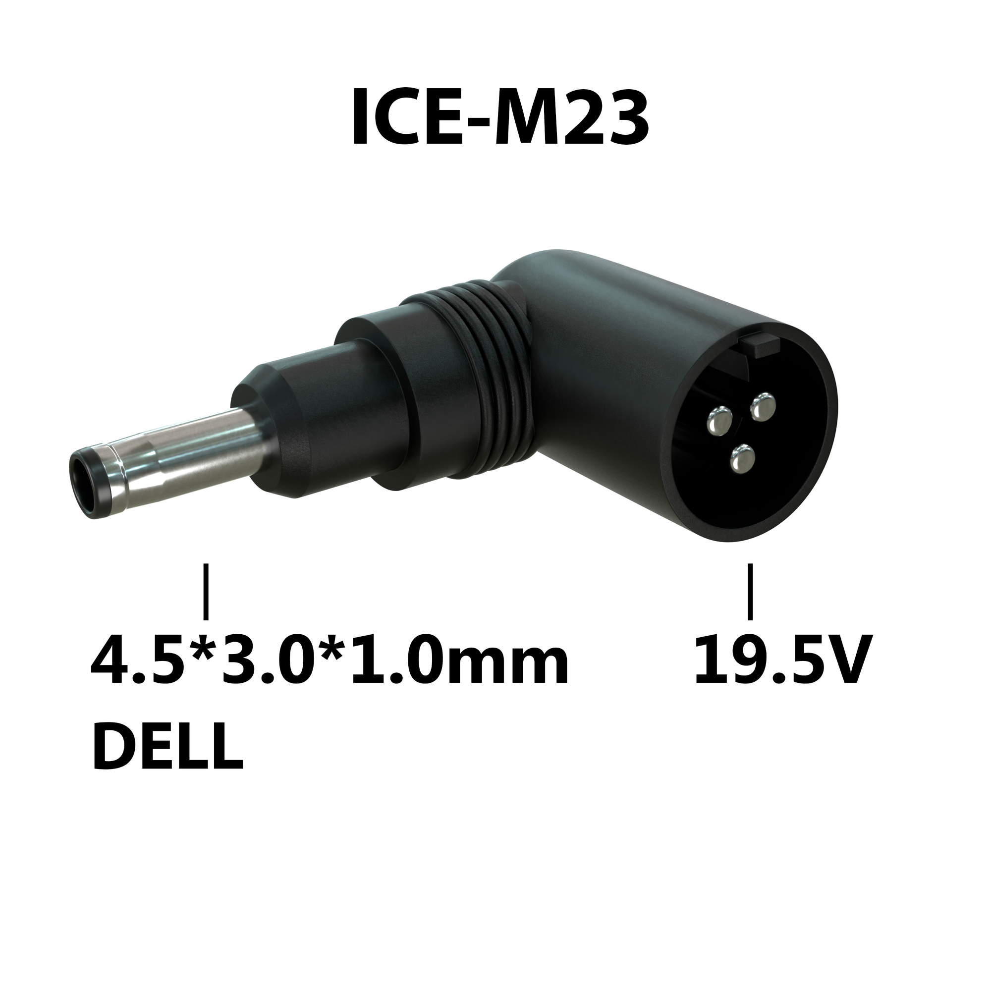 Коннектор адаптер переходник питания для ноутбука DELL ICEPAD ICE-M23 гнездо 3 pin 19,5V - штекер 4,5*3,0*1,0mm, угловой