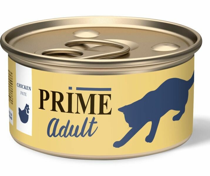 PRIME Консервы для кошек, Adult, паштет с цыпленком, 75 г