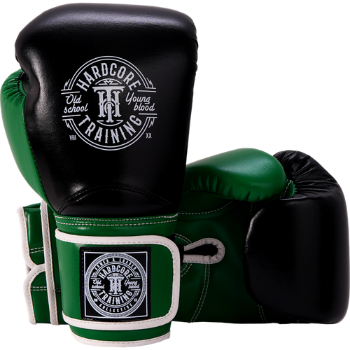 Боксерские перчатки Hardcore Training HardLea Black/Green. 10oz