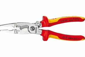 Knipex Клещи электромонтажные VDE, 6-в-1, зачистка 0.75 – 1.5 / 2.5 мм², рез Ø 15 мм / 50 мм², 200 м KN-1396200