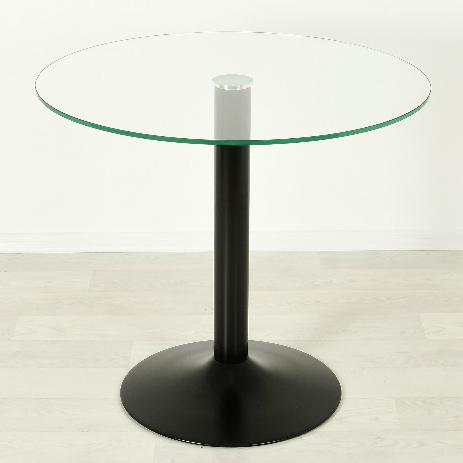 Стеклянный стол Троя-18 прозрачный/чёрный D60