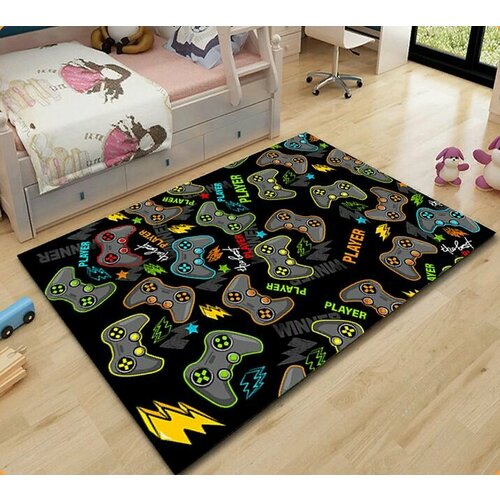 Коврик для детской METROBAS ковер в детскую джойстики для мальчика ковер геймера прикроватный коврик Полиэстер Микрофибра ковер безворсовый Серые геймпады 08 x 12 м 1598₽