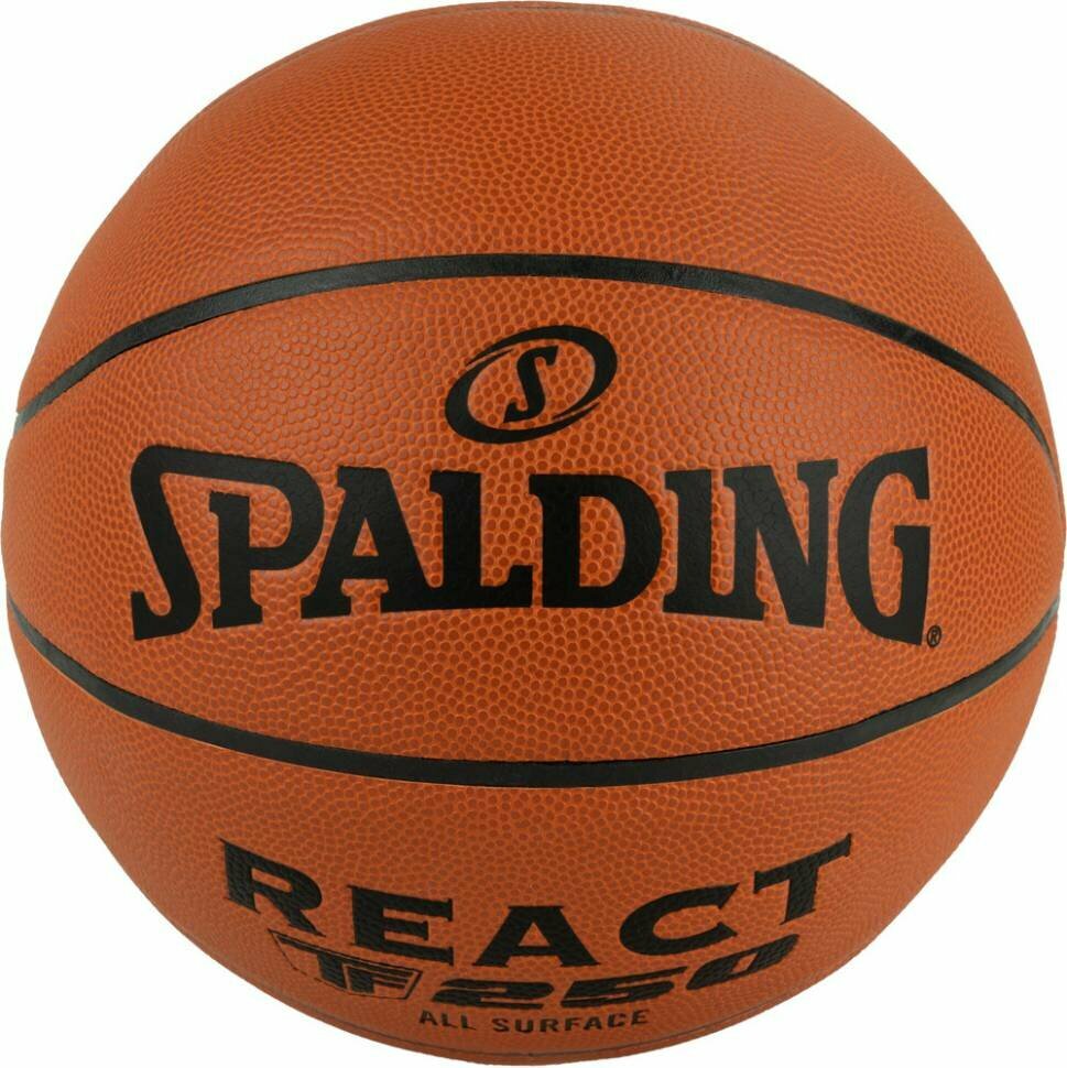 Мяч баскетбольный SPALDING TF-250 React 76-801Z, р.7, композитная кожа (ПУ)