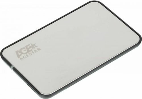 Внешний корпус AgeStar 3UB2A8S-6G (SILVER) для HDD/SSD SATA 6Gb/s 2.5", пластик/алюминий, серебристый