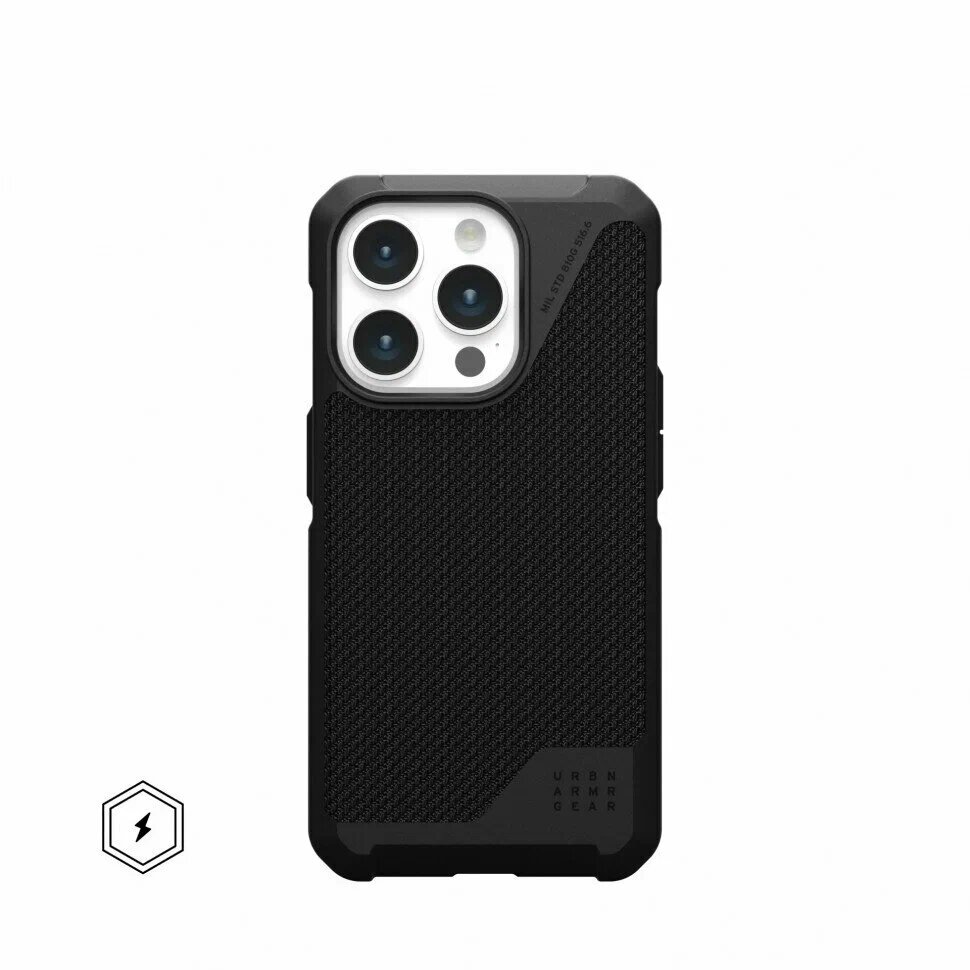 Чехол UAG Metropolis LT с MagSafe для iPhone 15 Pro Max черный (Kevlar Black)