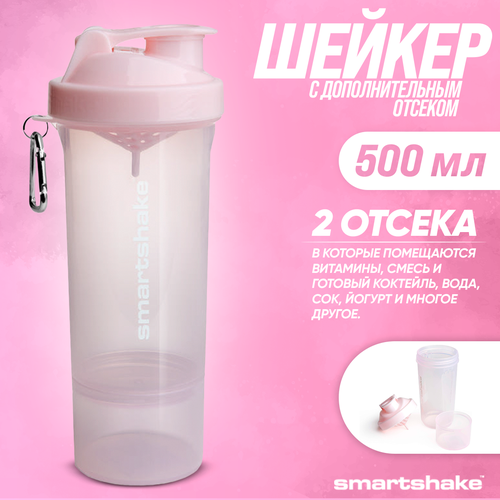 Шейкер SmartShake Slim 500ml - Cotton Pink шейкер smartshake original2go 800ml deep rose