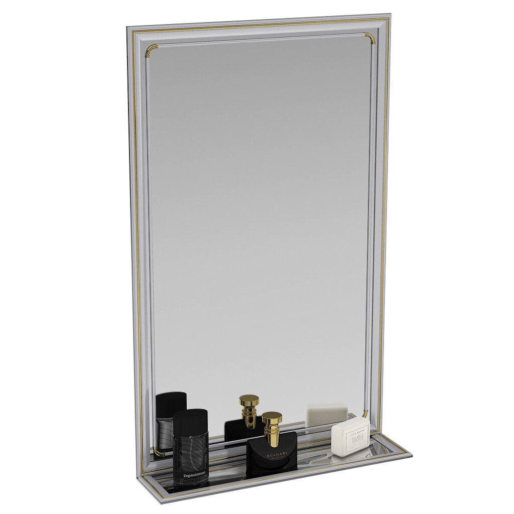 Зеркало с полочкой 121П металлик, ШхВ 50х80 см, с полкой, зеркала для офиса, прихожих и ванных комнат