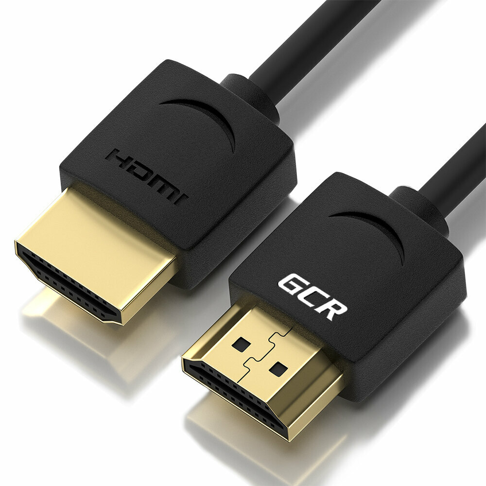 Ультратонкий кабель HDMI 2.0 GCR 1 метр 4K 60Hz 3D черный провод HDMI