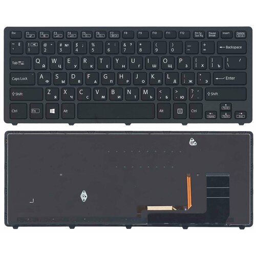 клавиатура для ноутбука sony svf14n flip p n 149263721us d13c27020341 серебристая с подстветкой Клавиатура для ноутбука Sony SVF14N Flip черная с подсветкой