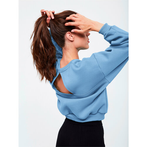 Свитшот OYK, оверсайз, средней длины, размер 46, голубой