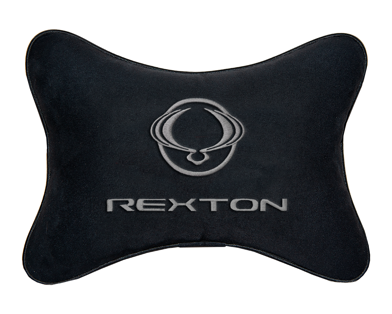 Подушка на подголовник алькантара Black с логотипом автомобиля SSANG YONG Rexton