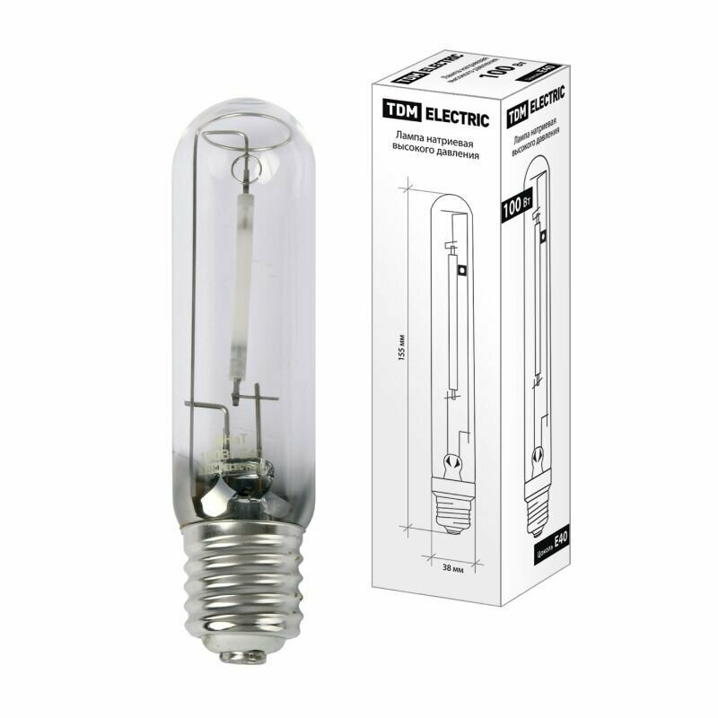 Лампа натриевая высокого давления ДНаТ 100 Вт Е40 теплый белый свет газоразрядная TDM