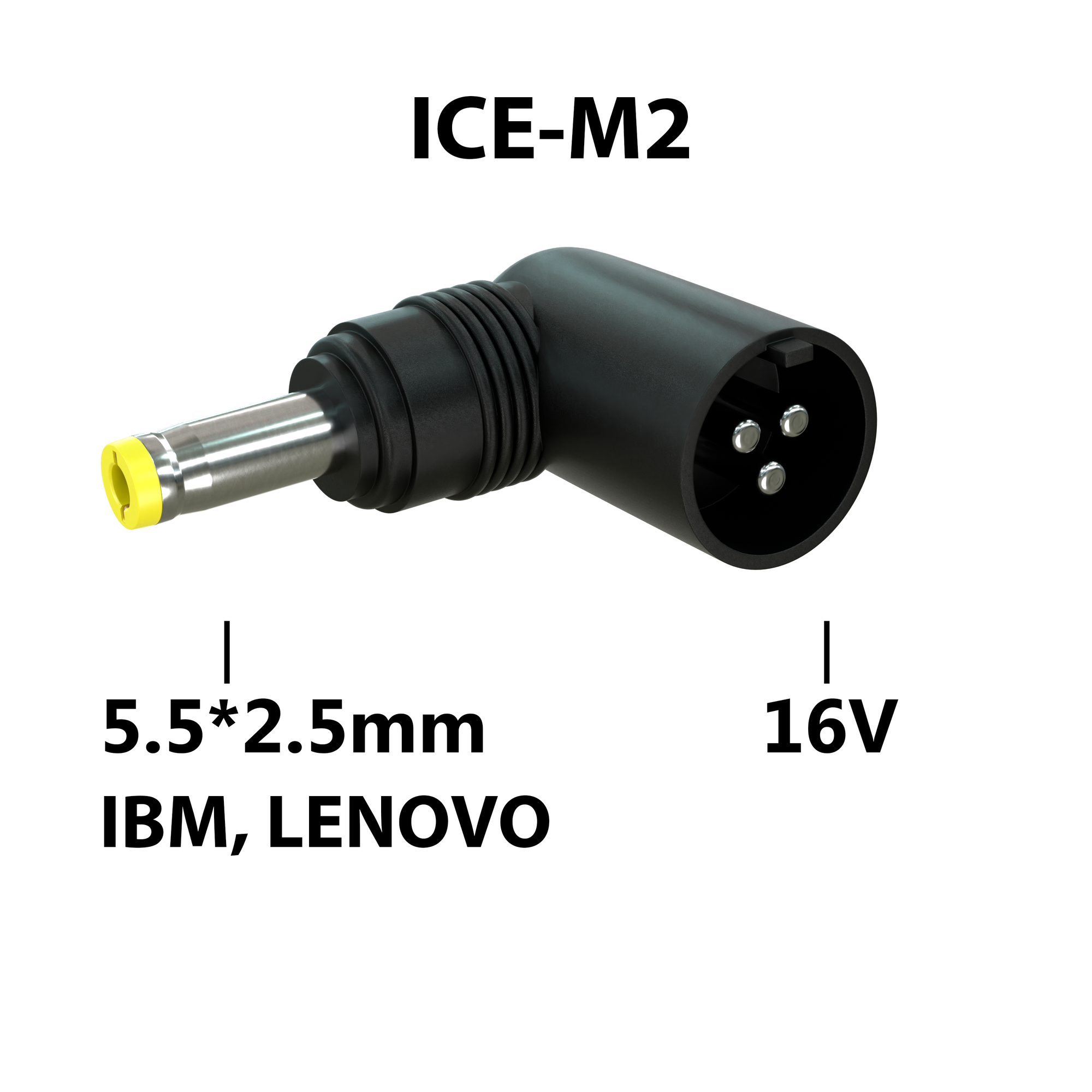 Коннектор адаптер переходник питания для ноутбуков IBM Lenovo ICEPAD ICE-M2 гнездо 3 pin 16V - штекер 55*25 mm угловой