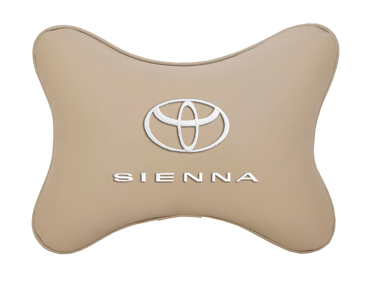 Подушка на подголовник экокожа Beige с логотипом автомобиля TOYOTA SIENNA