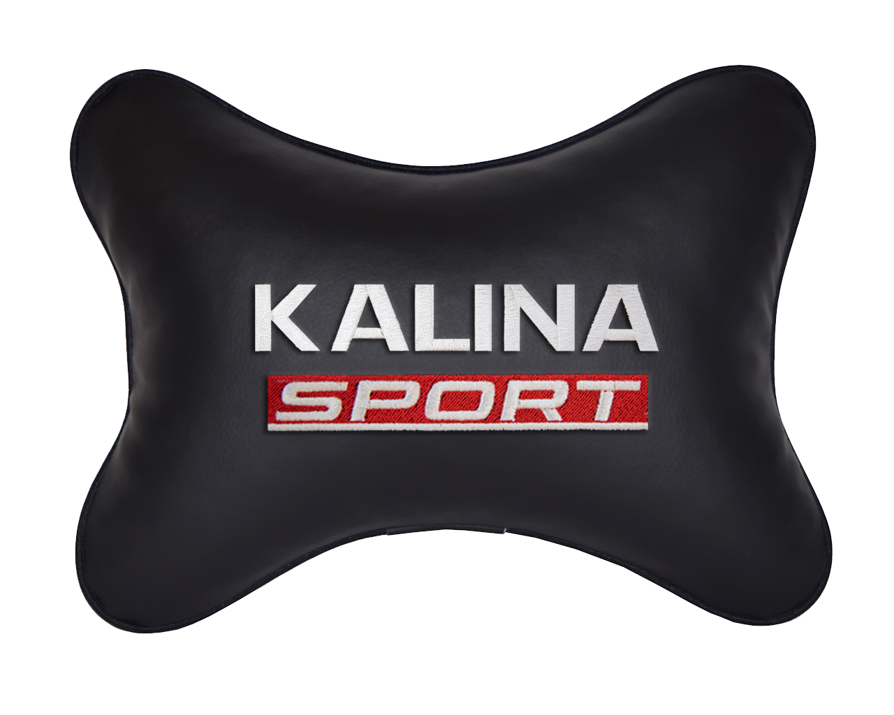 Подушка на подголовник экокожа Black с логотипом автомобиля LADA KALINA SPORT