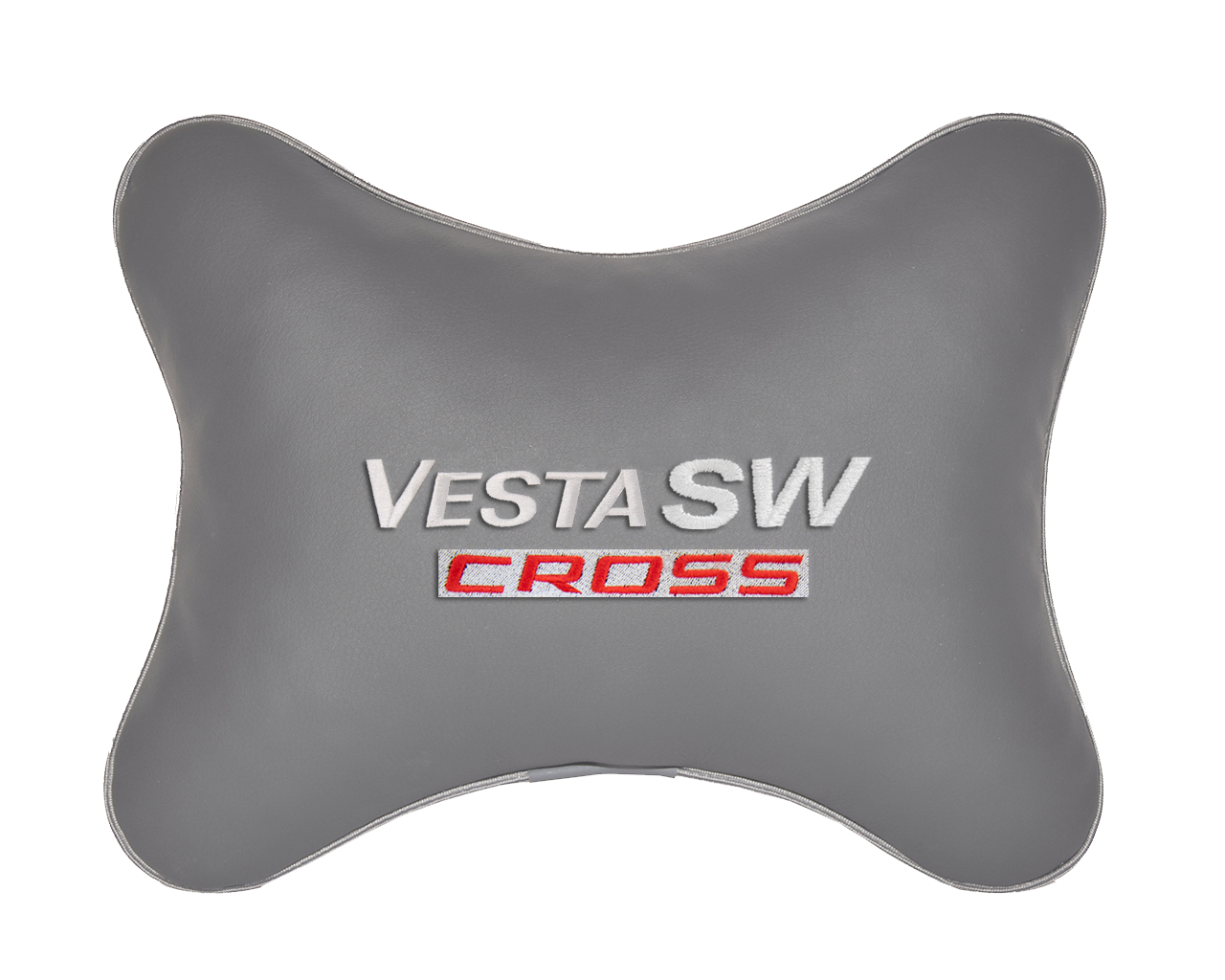 Подушка на подголовник экокожа L.Grey с логотипом автомобиля LADA VESTA SW CROSS