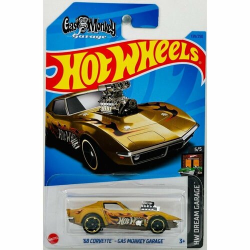 Машинка Hot Wheels коллекционная 68 CORVETTE GAS MONKEY GARAGE золотистый HKH23