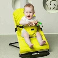 Шезлонг детский для новорожденных + дуга с игрушкой, кресло качалка для малышей, качель колыбель, Желтый