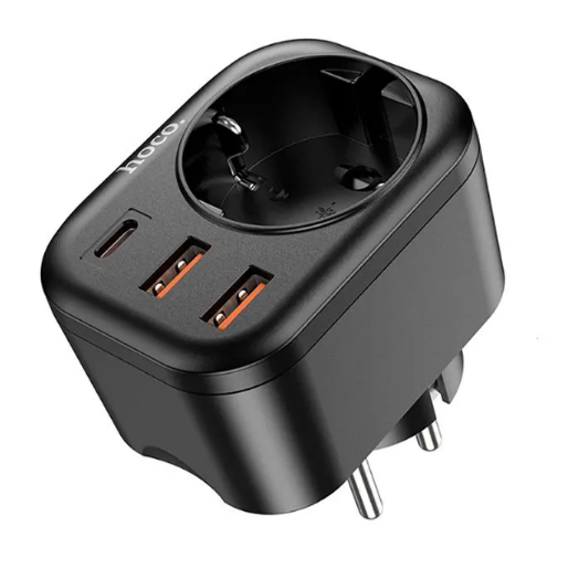 фото Сетевой фильтр Hoco NS3 1 Socket + PD 20W + 2xUSB QC3.0 18W черный