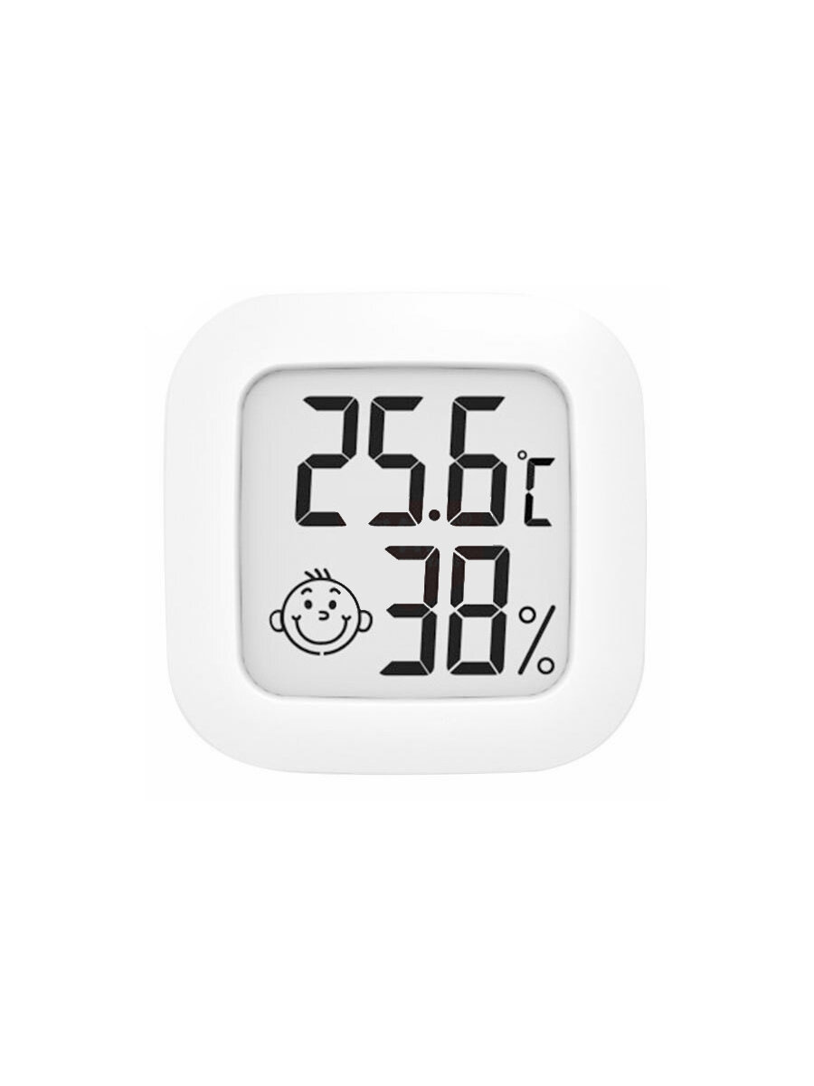Термометр комнатный электронный URM, гигрометр, мини-метеостанция, 4.5x4.5 см, белый