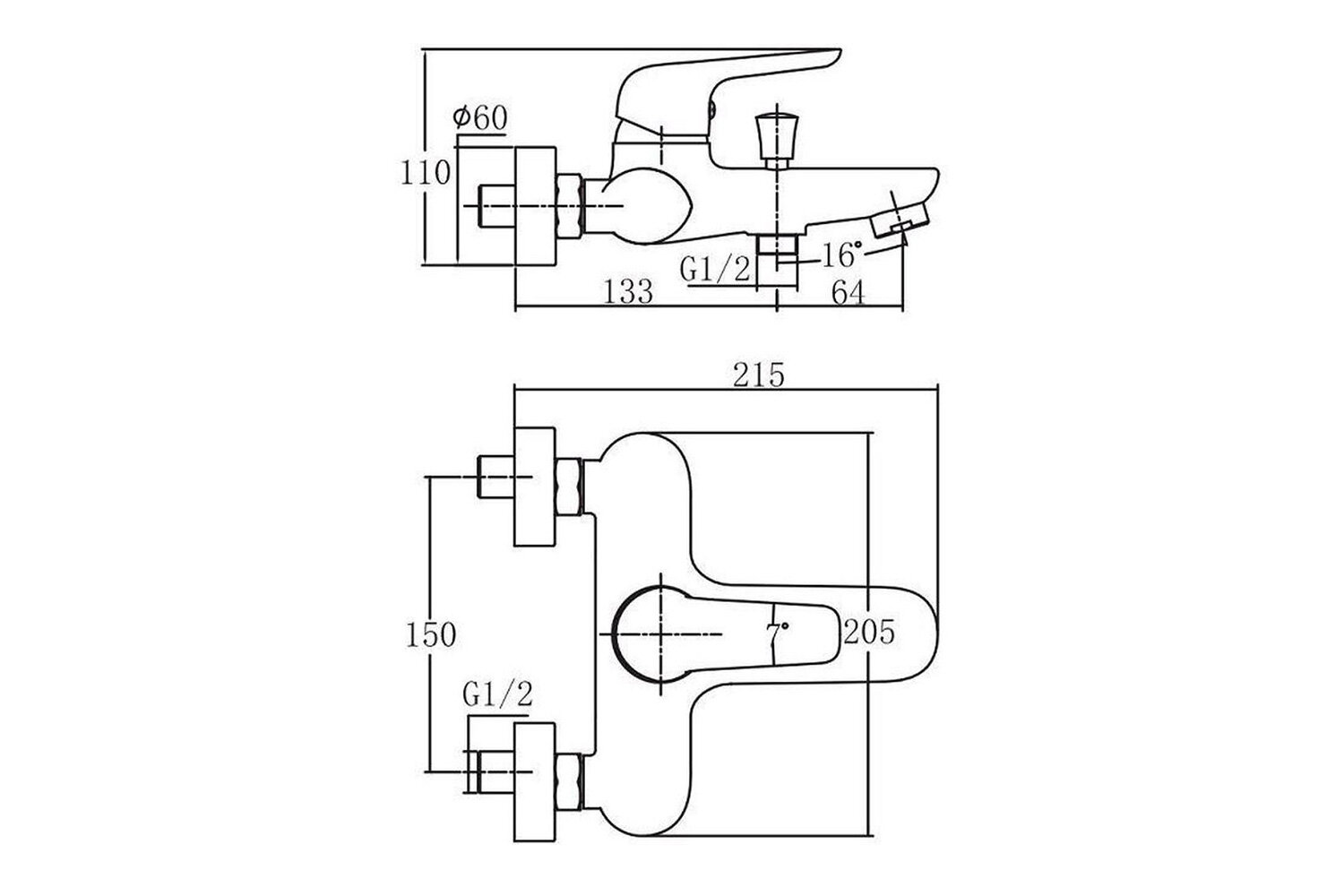 Смеситель для ванны с душем AQUANET Pragmatic AF430-20С, хром [00216768] - фото №5
