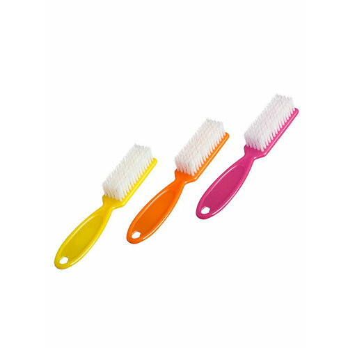 RuNail, набор щеточка для маникюра (длинная ручка, случайный цвет), 3 шт щеточка для удаления пыли с ногтей чистовье