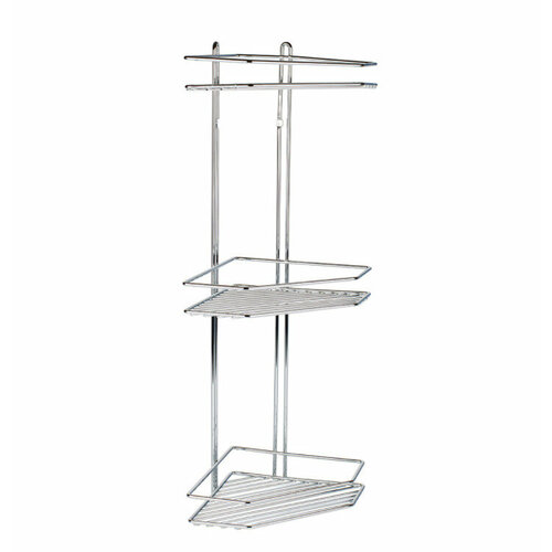 Полка сетчатая 3-ярусная угловая трапеция хром