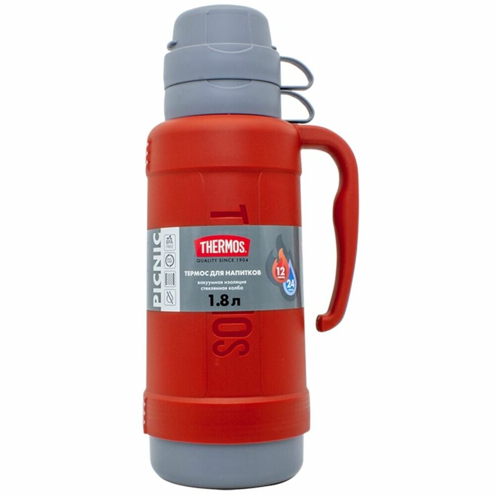 Thermos Термос со стеклянной колбой Picnic 40 Series, карминно-красный, 1,8 л.