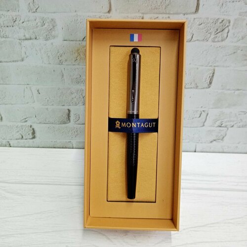 Ручка в футляре TJ-24 Montagut (черн) 0.5мм роллер, Серебро/черная, металлический корпус, в к/кор M810 (1/9)