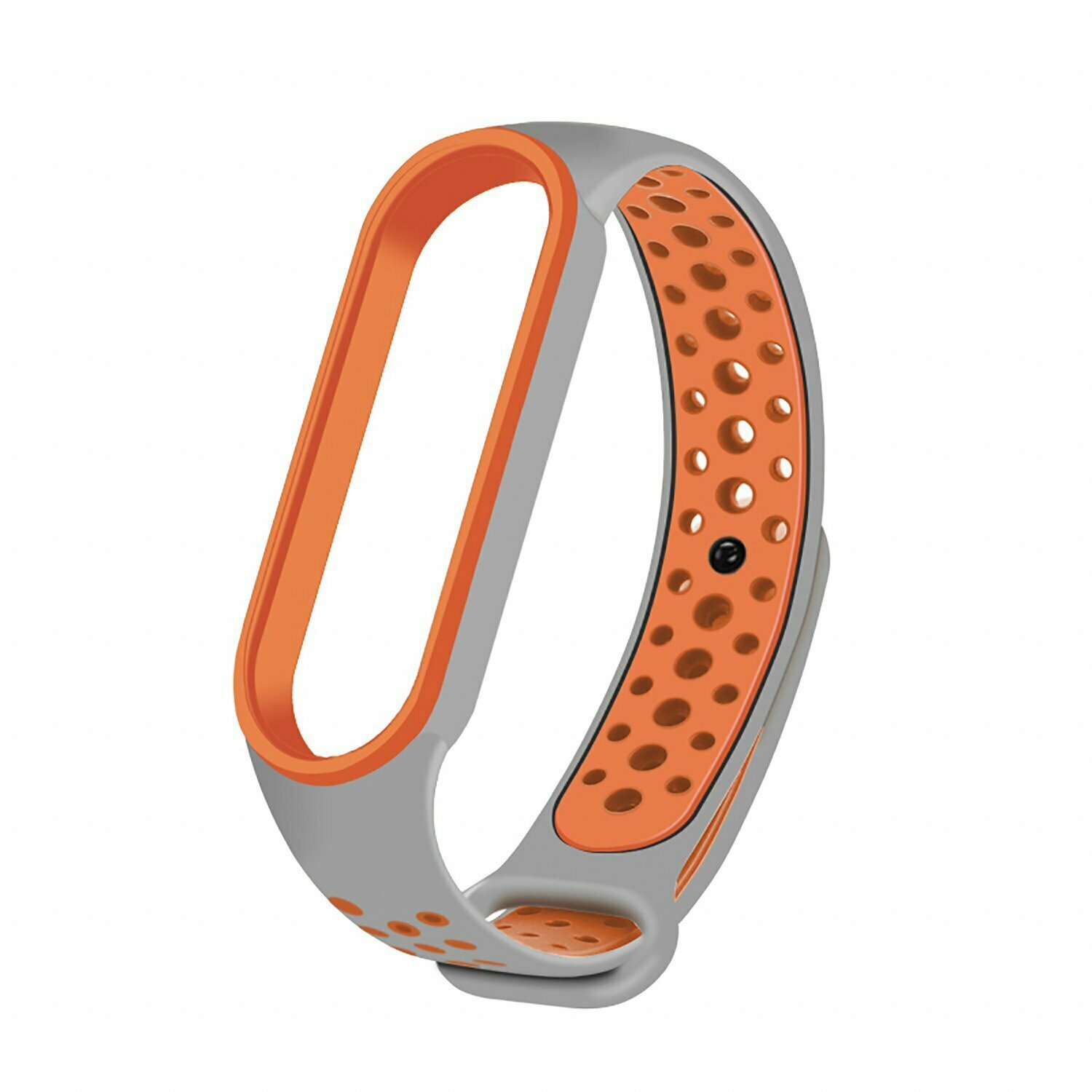 Ремешок Activ для Xiaomi Mi Band 5 Sport N Silicone Grey-Orange 117548 - фото №2