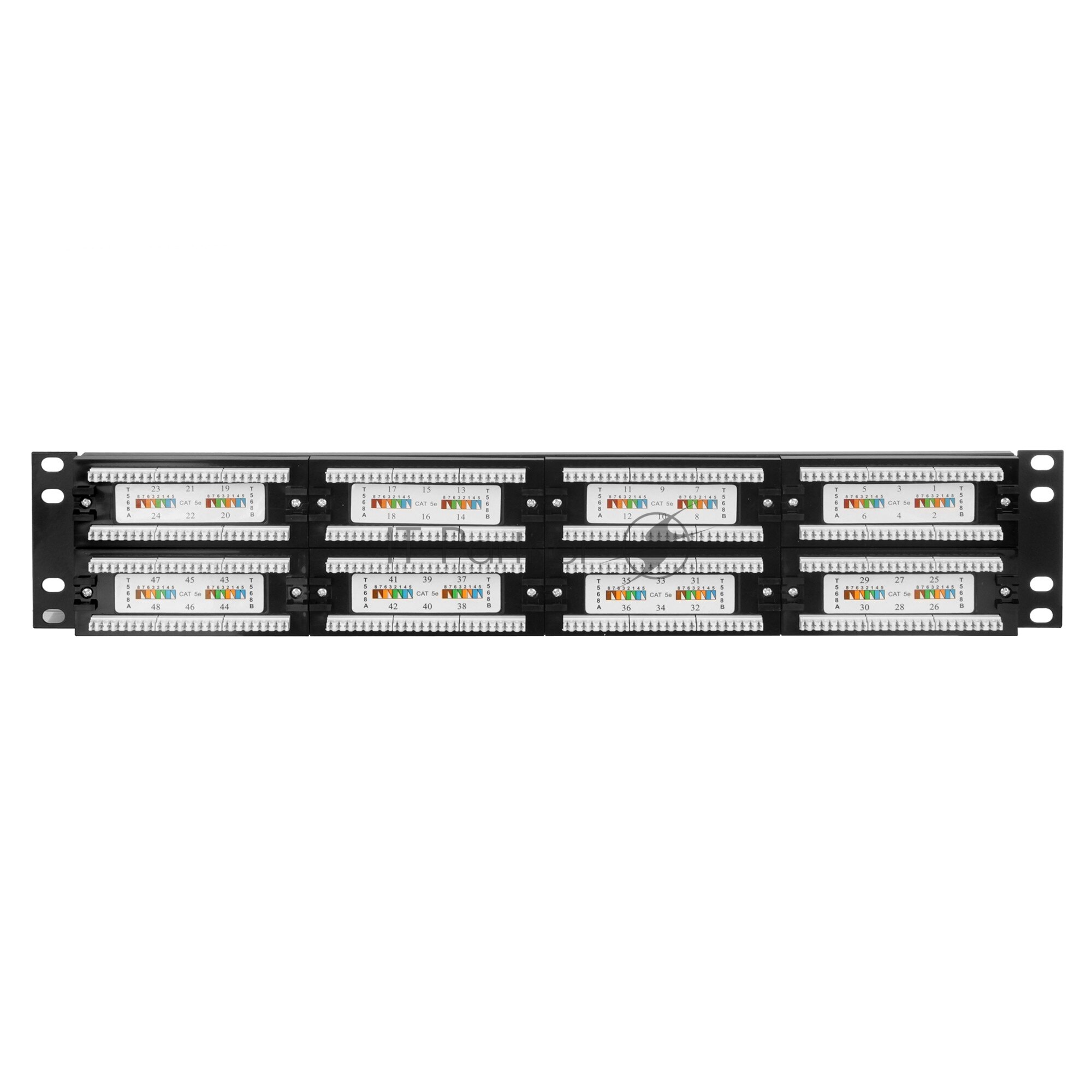 Патч-панель Exegate EX256753RUS (19", UTP, 48 port, cat.5e, KRONE&110(dual IDC), 2U, RoHS, Black, RTL) - фото №12