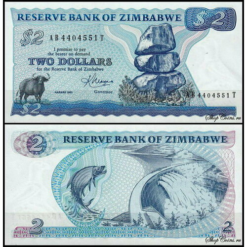 Зимбабве 2 доллара 1983 (UNC Pick 1b) банкнота номиналом 2 доллара 1983 года зимбабве