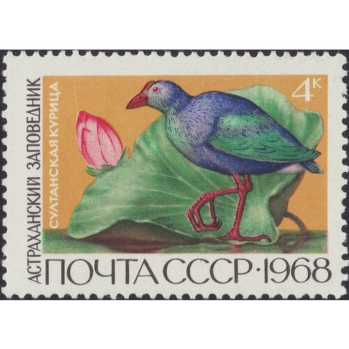 (1968-081) Марка СССР Султанская курица Государственные заповедники. II O