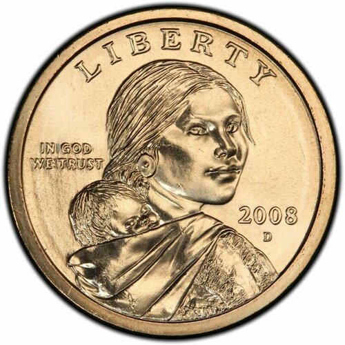 (2008d) Монета США 2008 год 1 доллар Орёл Сакагавея Латунь UNC