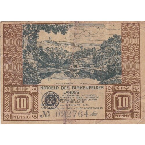 Германия (Веймарская Республика) Биркенфельд 10 пфеннигов 1921 г.