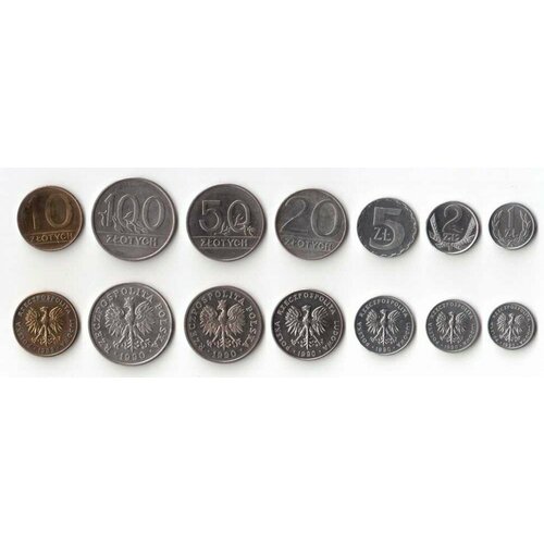 Польша Годовой набор из 7 монет 1989-1990 г.