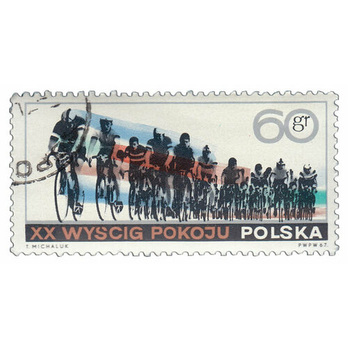 (1967-021) Марка Польша Велосипедисты 20 Велогонка мира III Θ 1987 034 марка ссср велогонщики на трассе 40 я велогонка мира продолжение серии iii θ
