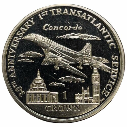 монета исландия 1 крона 2006 год 4 9 Остров Мэн 1 крона 2006 г. (30 лет первому трансатлантическому перелёту) (CN)