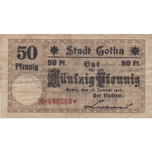 Германия (Германская Империя) Гота 50 пфеннигов 1917 г.