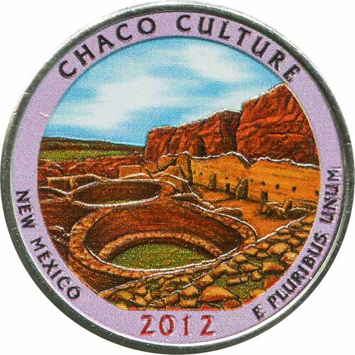 (012p) Монета США 2012 год 25 центов Чако Вариант №1 Медь-Никель COLOR. Цветная